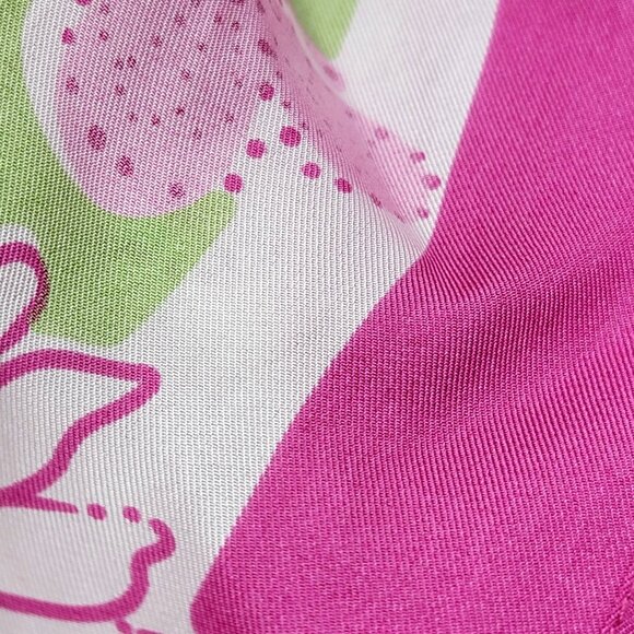 Lilly Pulitzer Pink & Green Floral Silk Scarf - Picture 10 of 11